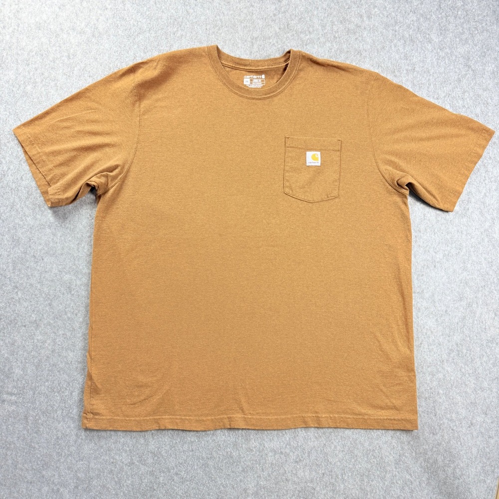 Carhartt Mens 2XL Loose Fit Heavyweight Pocket Tee Heathered Brown K87 Shirt